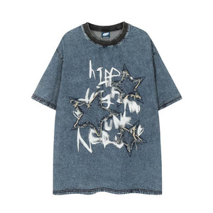 Fashion Patch Cat Beard Denim Coat For Men And Women Blue