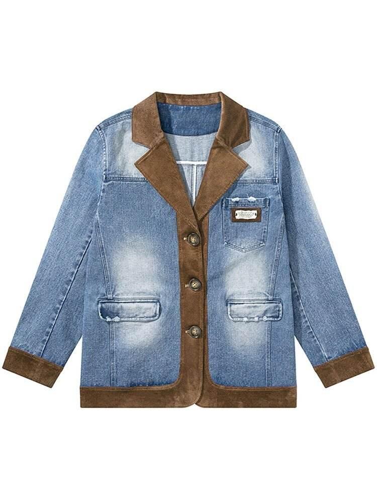 Denim Splice Suit Vintage Sand Wash Silhouette Corduroy American Suit Coat | MuddyStock Originals