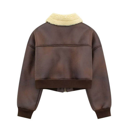 Thickened Lapel Double-sided Pilot Short Jacket For Women MuddyStock