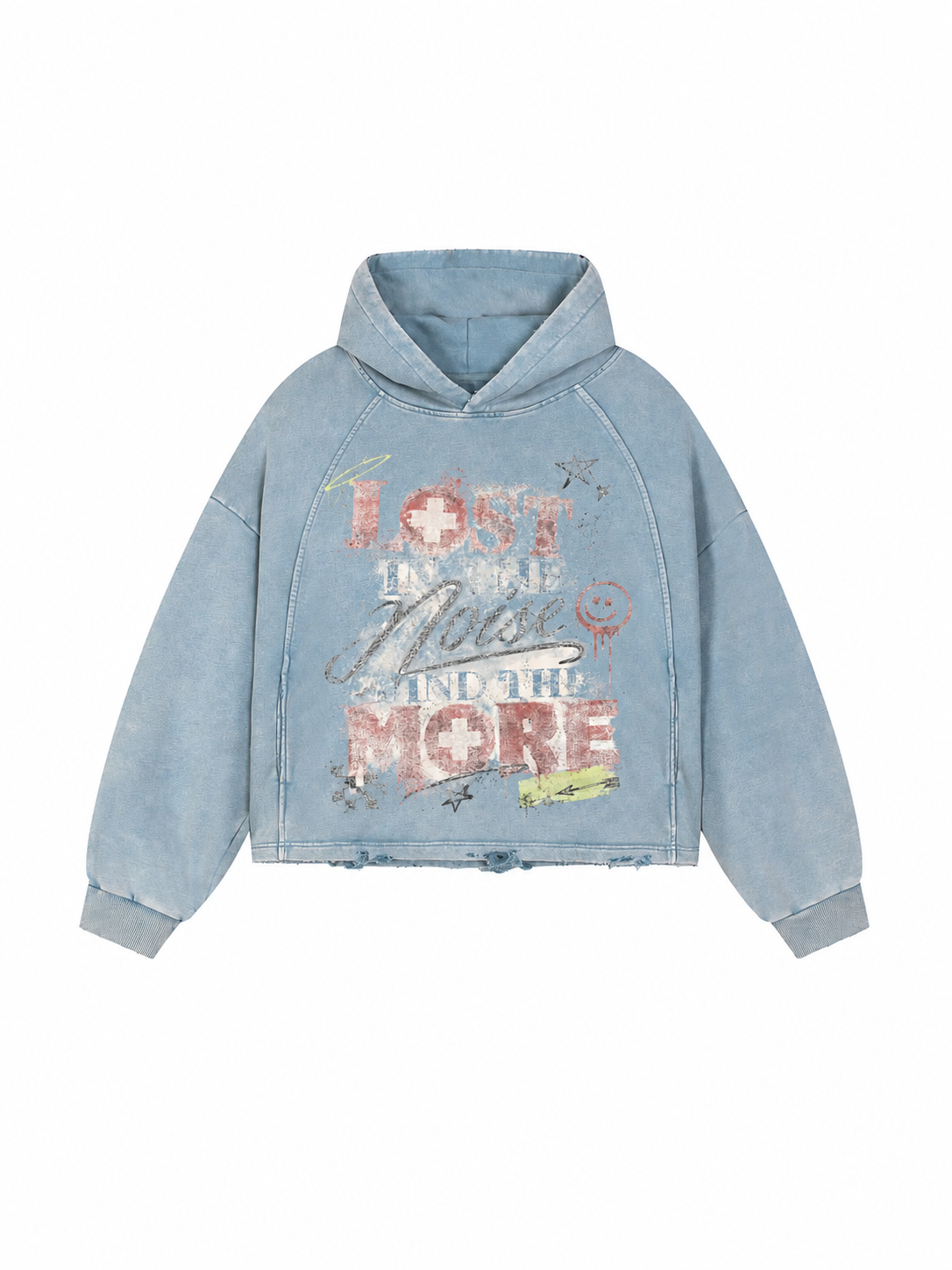 Vintage Washed Frayed-Hem Hoodie For Men | MuddyStock Originals
