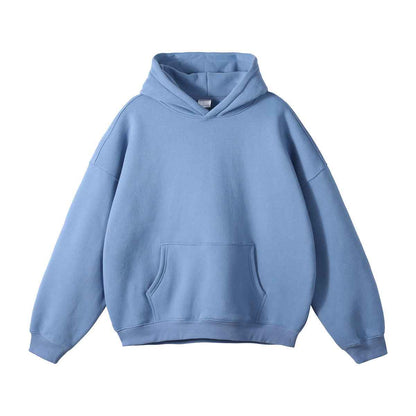 Loose Fleece Trendy Drop Shoulder Hoodie For Men And Women Light Blue MuddyStock