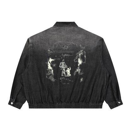 Vintage Wash Full-Zip Denim Jacket For Men | MuddyStock Originals Black