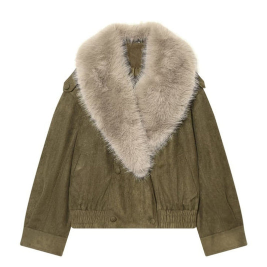 AutumnWinter Thickened Faux Fur Velvet Jacket Coat Olive Green All Products