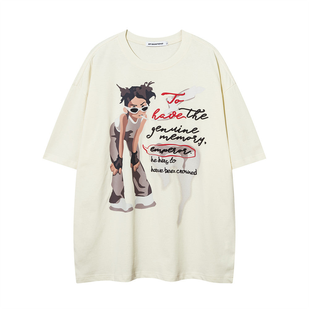 Printed Loose Short-sleeved T-shirt Men's High Street