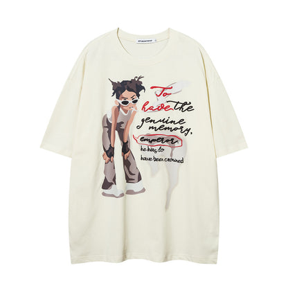 Printed Loose Short-sleeved T-shirt Men's High Street