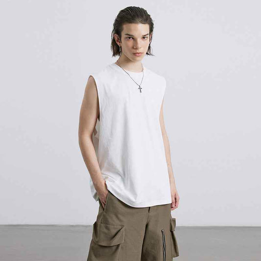 Round Neck Loose Tank For Men MuddyStock
