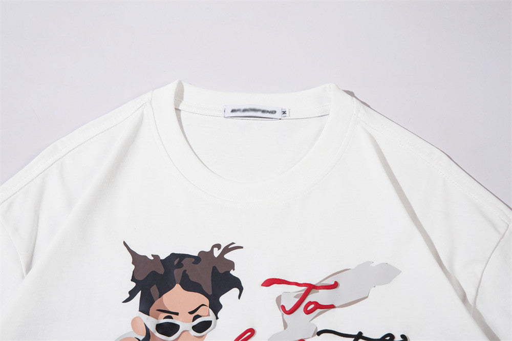 Printed Loose Short-sleeved T-shirt Men's High Street