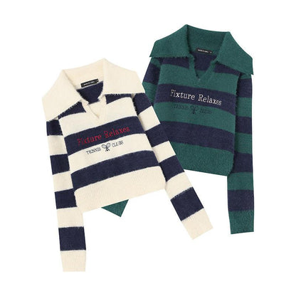 Striped Short Style Sweater For Women All Products