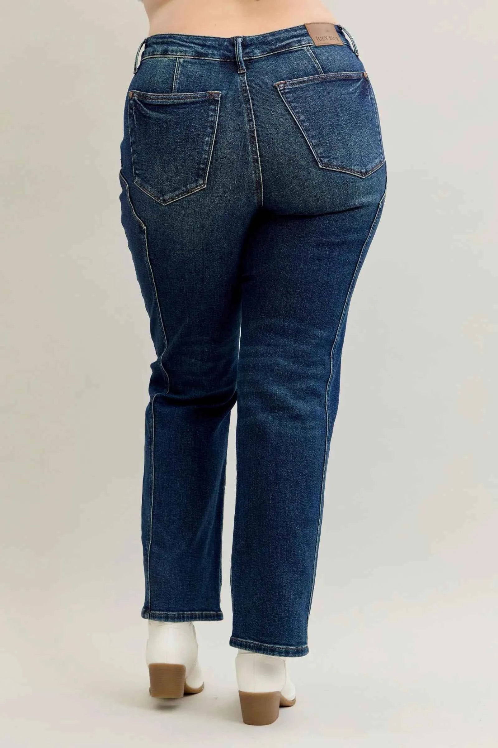 Judy Blue Full Size Seam Detail Straight Leg Jeans Plus Size For Women Trendsi
