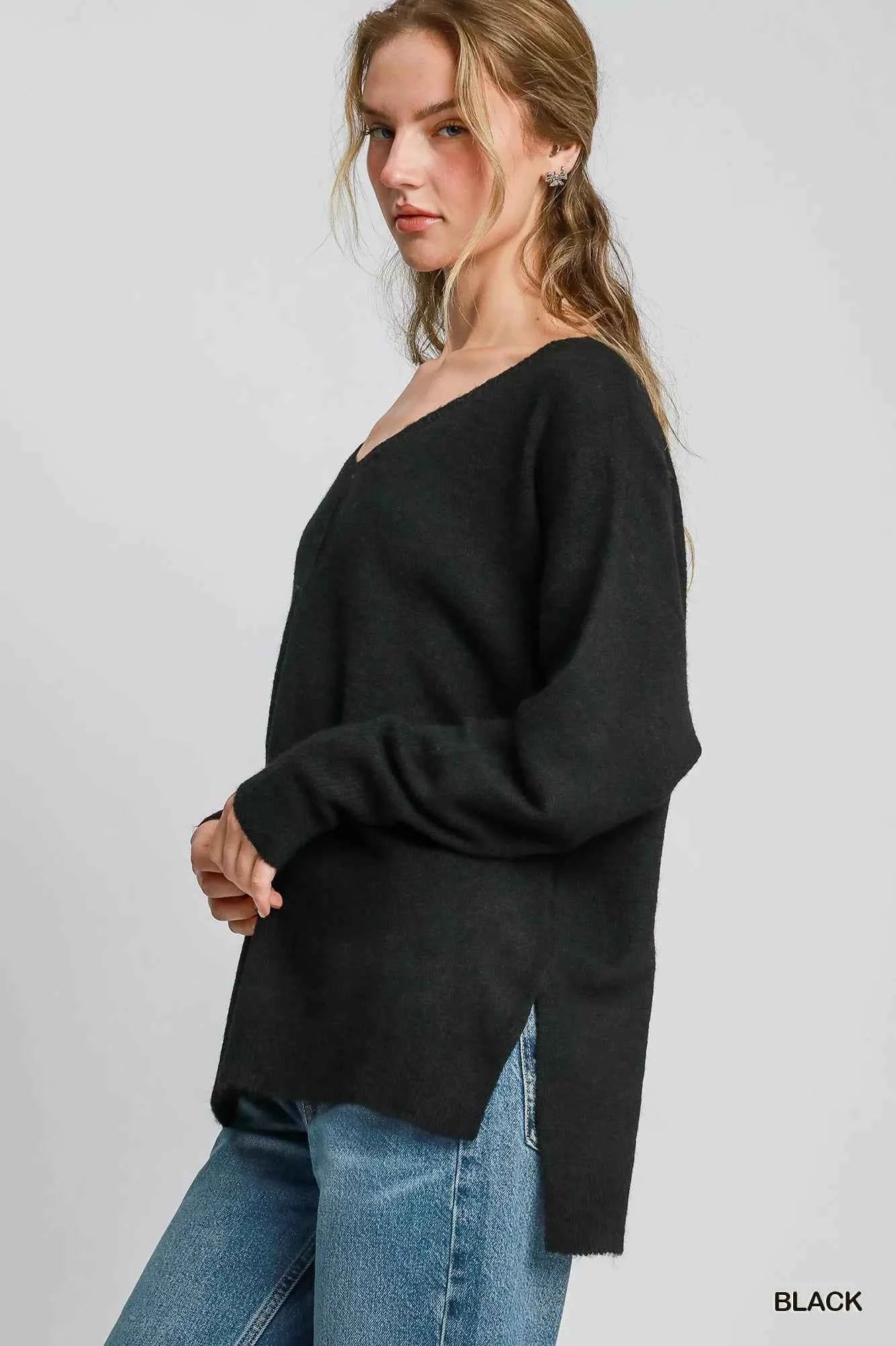Umgee Wool Blended Pullover Sweater For Women Trendsi