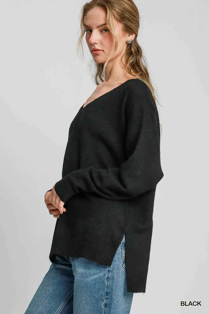 Umgee Wool Blended Pullover Sweater For Women Trendsi