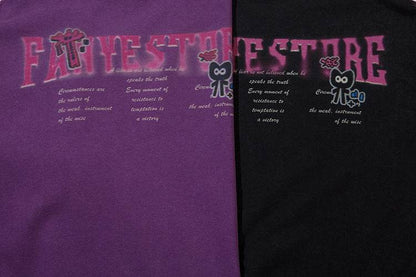 Cartoon Anime Print Distressed T-shirt For Men And Women MuddyStock