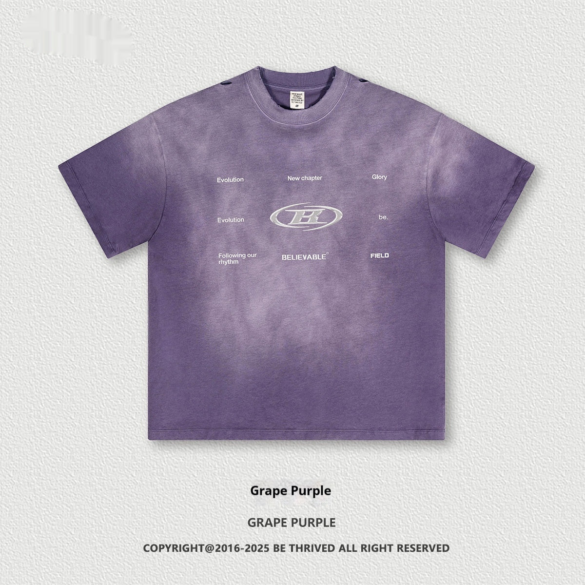 Retro Washed Round Neck Short Sleeve Men And Women Grape Purple