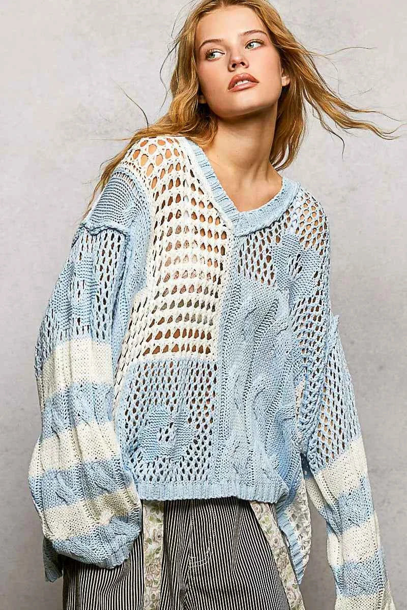 Stripe Pattern Knit Top with Twisted Weave For Women Trendsi
