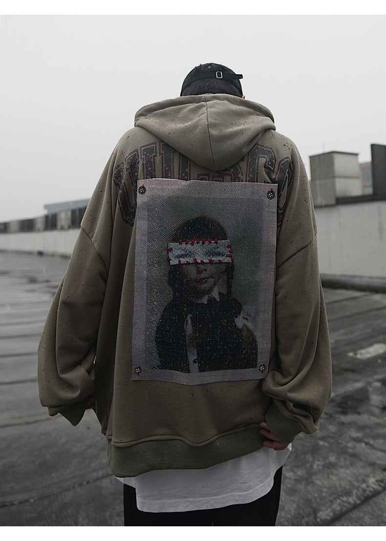 American High Street Patch Printed Fashion Brand Hooded Sweater MuddyStock