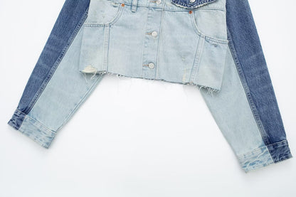 Polo Collar Long Sleeved Patchwork Jacket For Women MuddyStock null