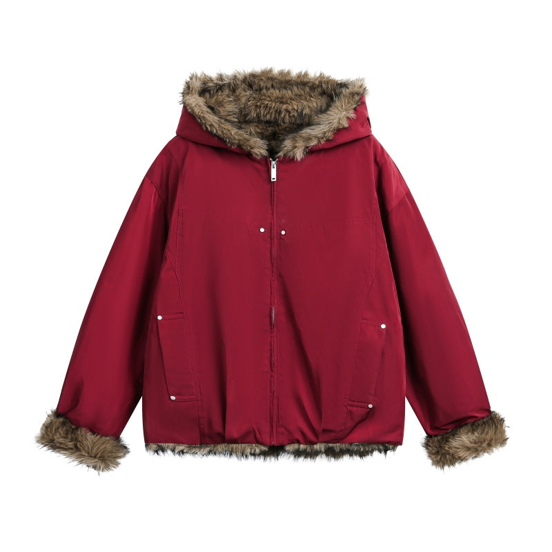 Fur-collar Cotton Jacket For Men