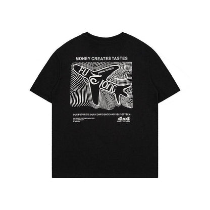 Loose Fashion Cotton Short Sleeve For Men And Women Black MuddyStock