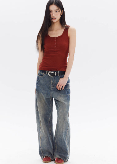American High Street Design Loose Jeans For Women MuddyStock