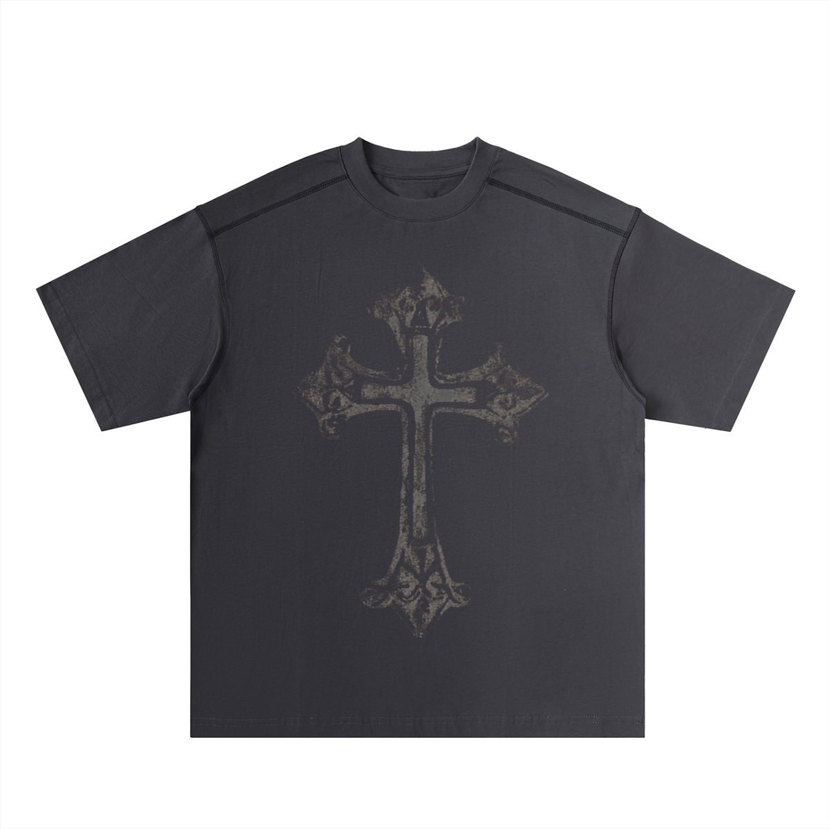 Oversized Contrast-Stitched Cotton Tee For Men | MuddyStock Originals Gray