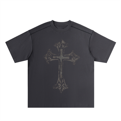 Oversized Contrast-Stitched Cotton Tee For Men | MuddyStock Originals Gray