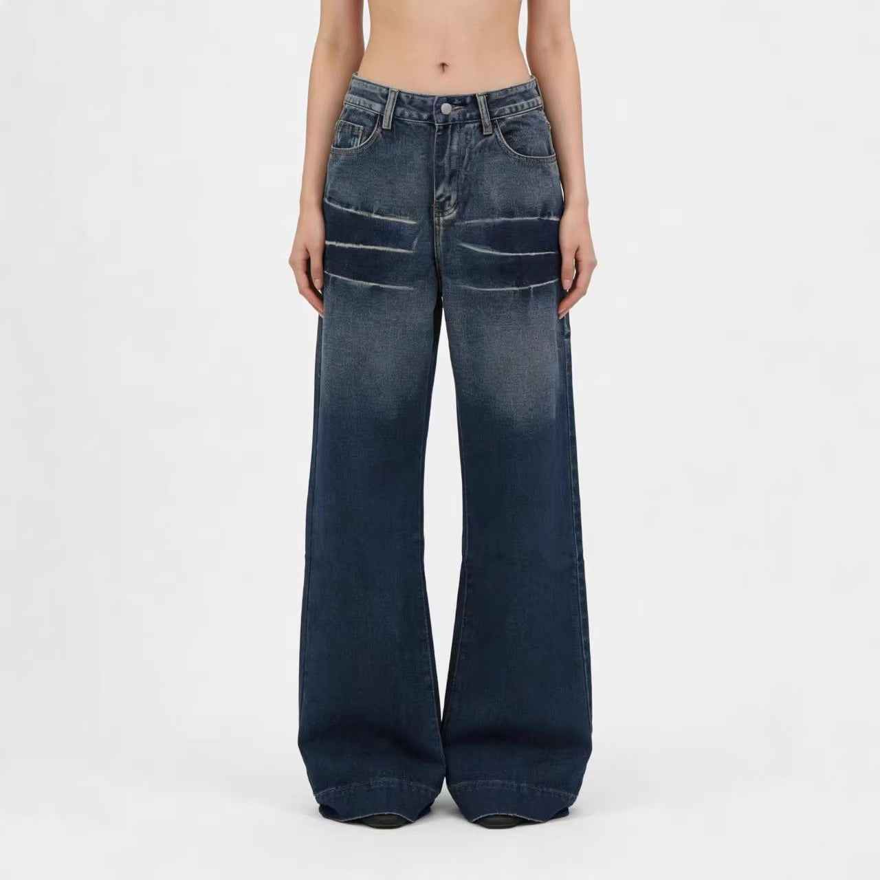 Washed Gradient Casual Straight Leg Womens Jeans