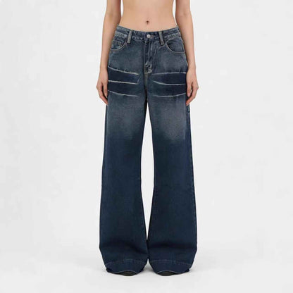 Washed Gradient Casual Straight Leg Womens Jeans
