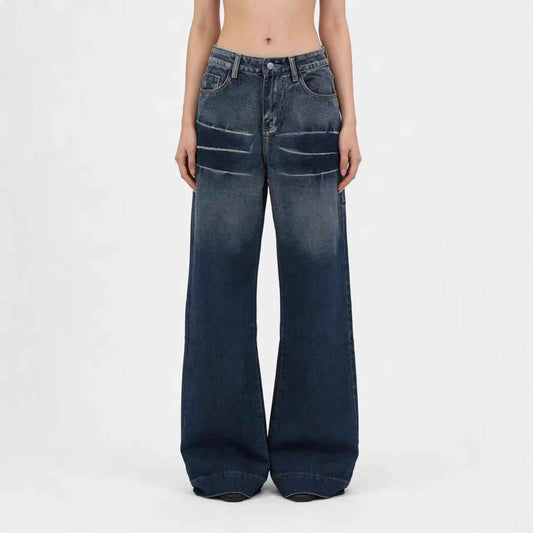 Washed Gradient Casual Straight Leg Womens Jeans