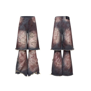 Faux Two-piece Denim Pants For Men Picture Color