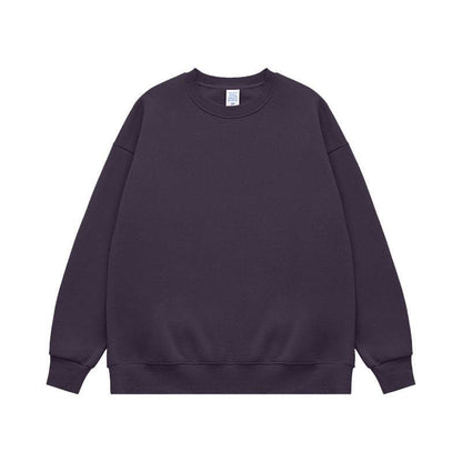 Fleece-lined Loose Rainbow Round Neck Sweater Dark Night Purple MuddyStock