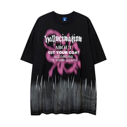 Abstract Pattern Gradient Loose Women's Top Black MuddyStock