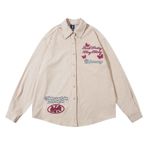 Letter Butterfly Loose Cool Shirt For Women FY5803 Apricot