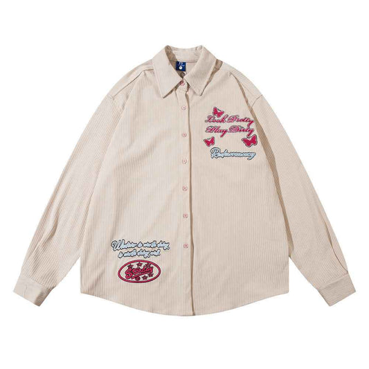 Letter Butterfly Loose Cool Shirt For Women FY5803 Apricot