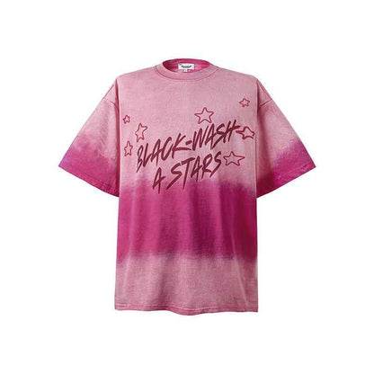 Tie-dye Gradient Short-sleeved T-shirt For Men And Women Rose Red null