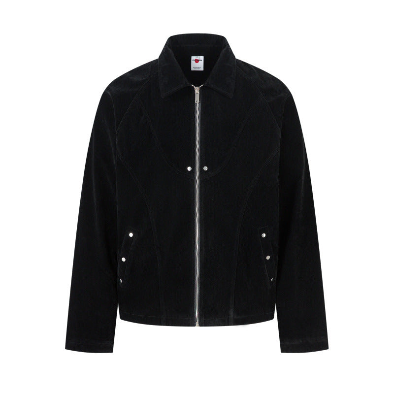 Retro Patchwork Black Jacket Unisex Designer-Style Niche Loose Coat All Products