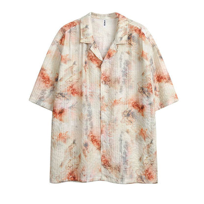 Tie-dyed Short-sleeved Shirt For Men And Women Apricot MuddyStock