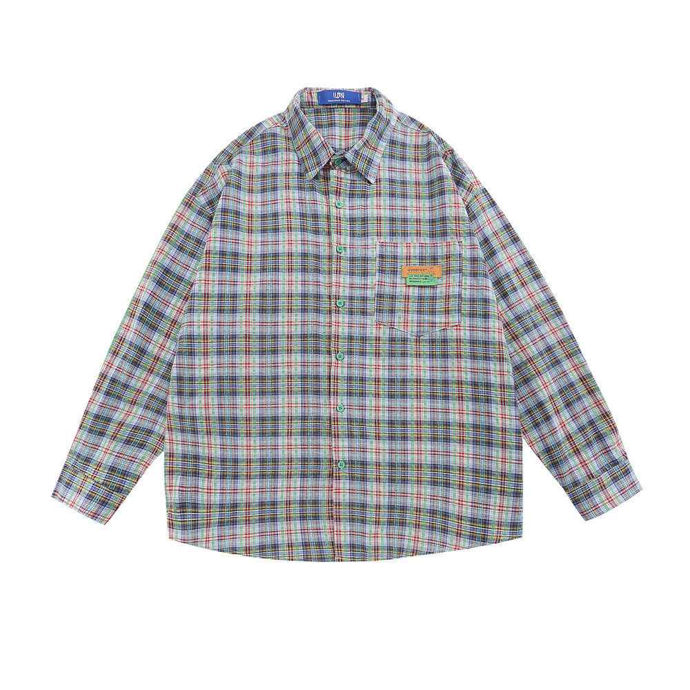 American Casual Retro Plaid Shirt For Men null