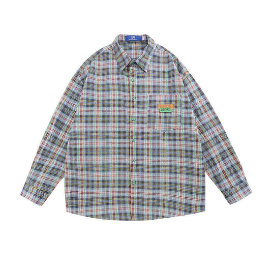 American Casual Retro Plaid Shirt For Men null