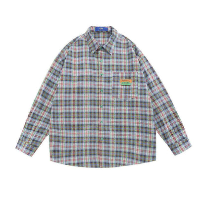 American Casual Retro Plaid Shirt For Men Green null