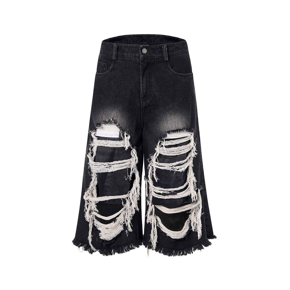 Cropped Make Old Ripped Patch Cropped Pants Black