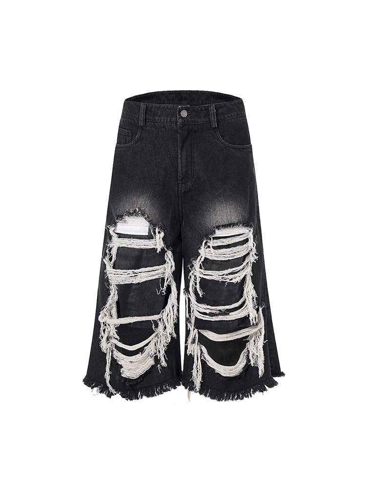 Cropped Make Old Ripped Patch Cropped Pants