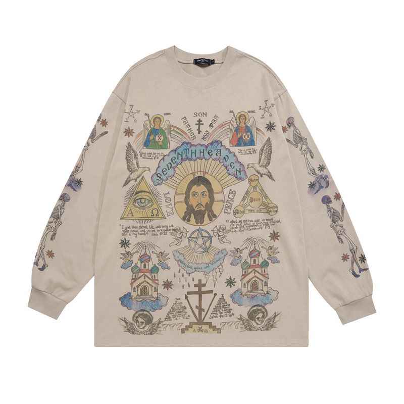 Washed-out Vintage Retro Style Sweatshirt For Men 6024 Apricot null