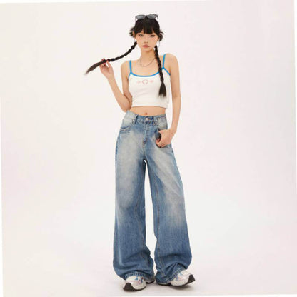Fashionable All-match Straight Jeans For Women Retro Trousers MuddyStock