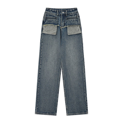 Retro Distressed Straight Jeans For Women Blue All Products