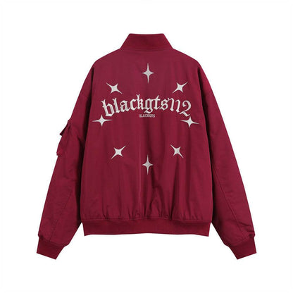 Star Letters Embroidered Stand Collar Zip Jacket For Men And Women MuddyStock