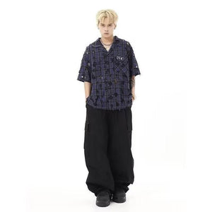 American Vintage Crumpled Multi-pocket Loose Cargo Pants Black