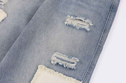 American-style Distressed Straight Casual Jeans For Women MuddyStock