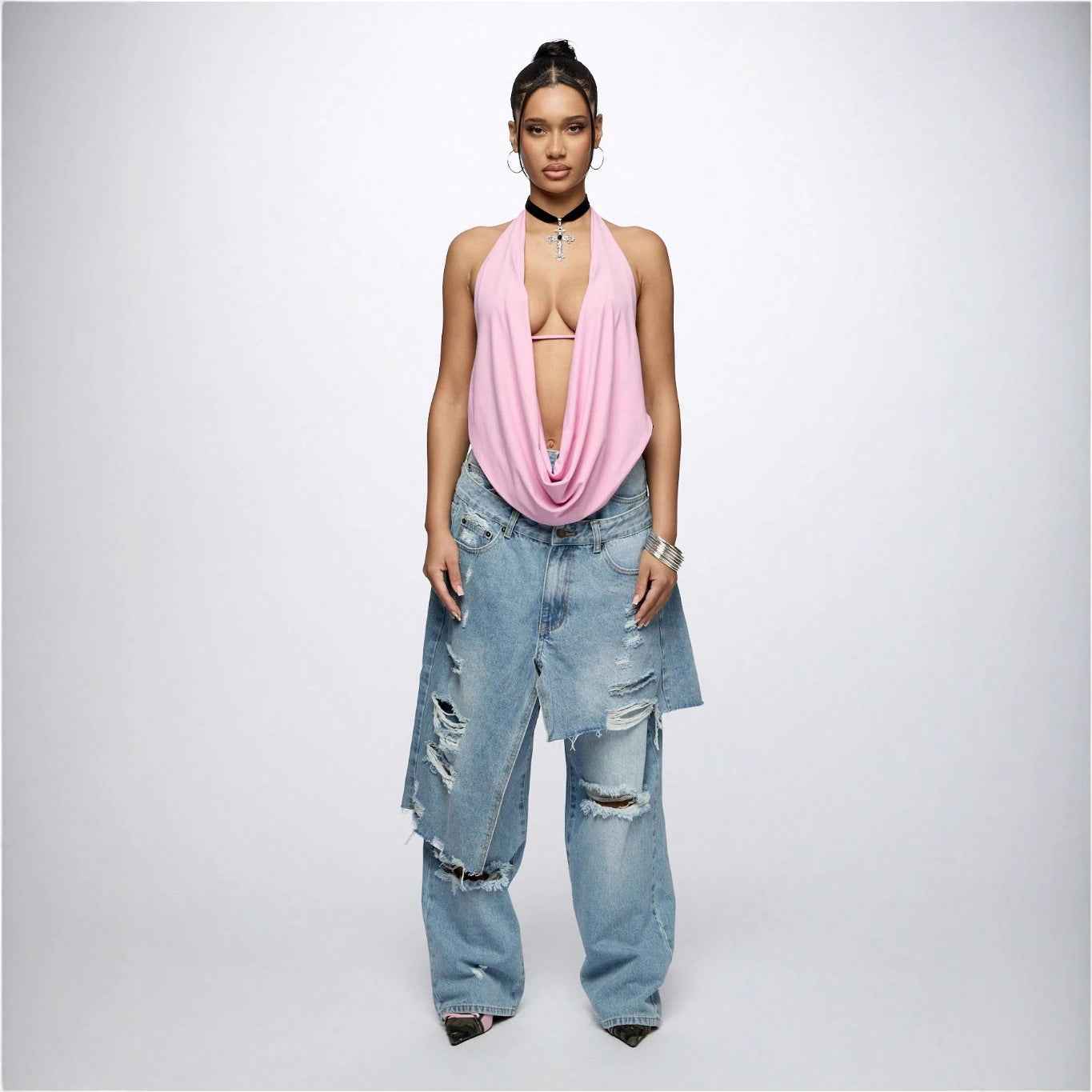 Loose Hip Hop Ripped Beggar High Street Jeans MuddyStock