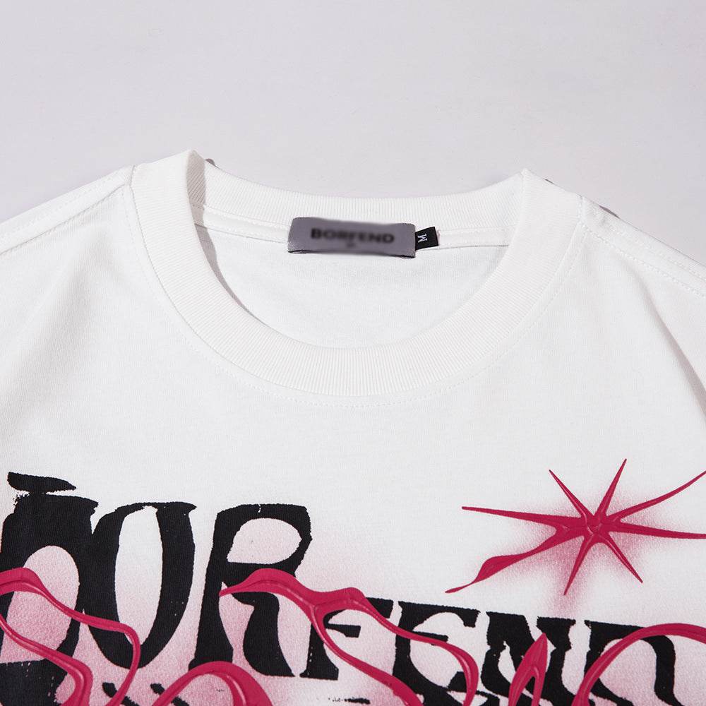 Fashion Abstract Letter Print Short-sleeve For Women MuddyStock