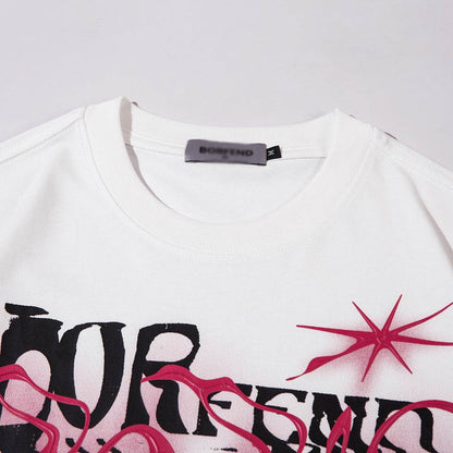 Fashion Abstract Letter Print Short-sleeve For Women MuddyStock